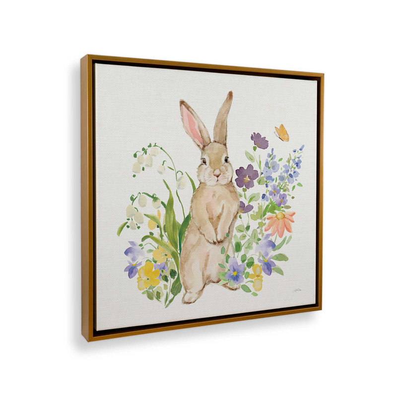 «Spring Celebration II» par Katrina Pete, reproduction d'art sur toile, H 12 po x l 12 po, Cadre flottant, Doré