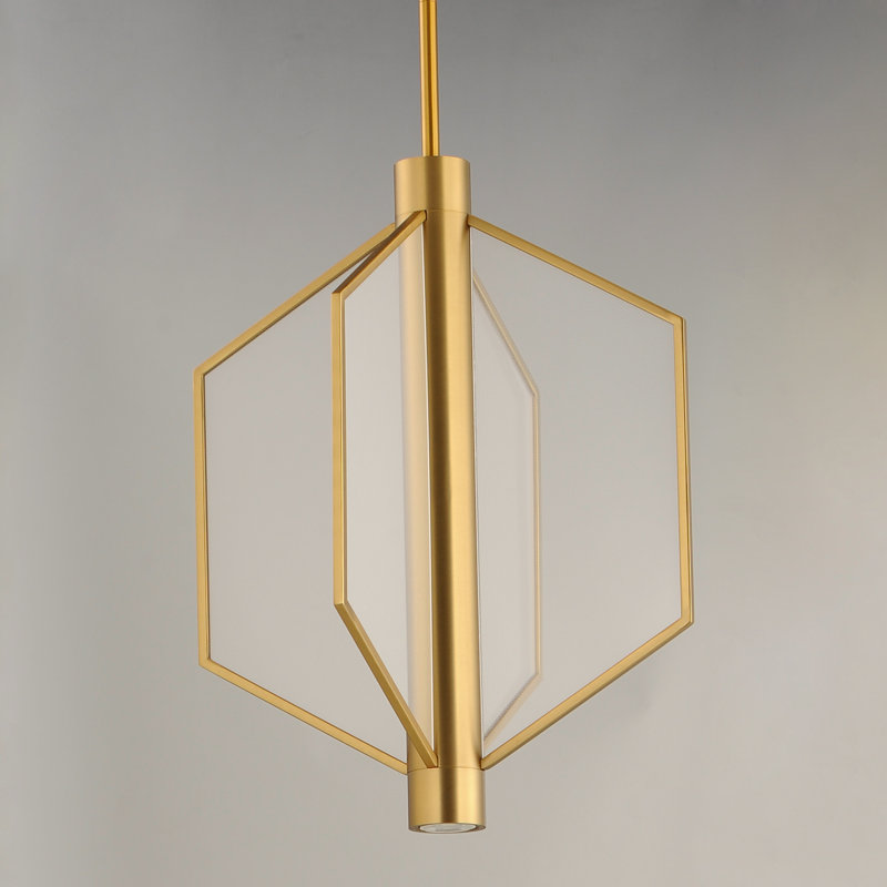 4 - Light LED Geometric Pendant, Natural Aged Brass