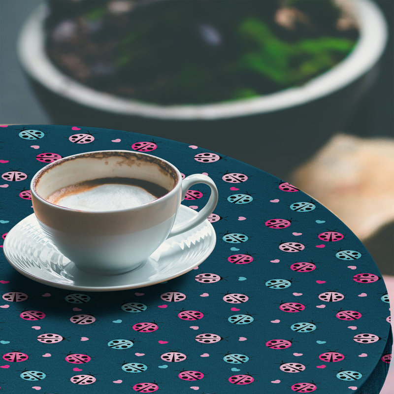 East Urban Home Ladybug Fitted Round Tablecloth Multicolor, 51.97" Round