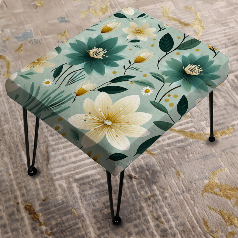 Vintage Romance Green Marvel Blooms - Floral Rectangle Ottoman