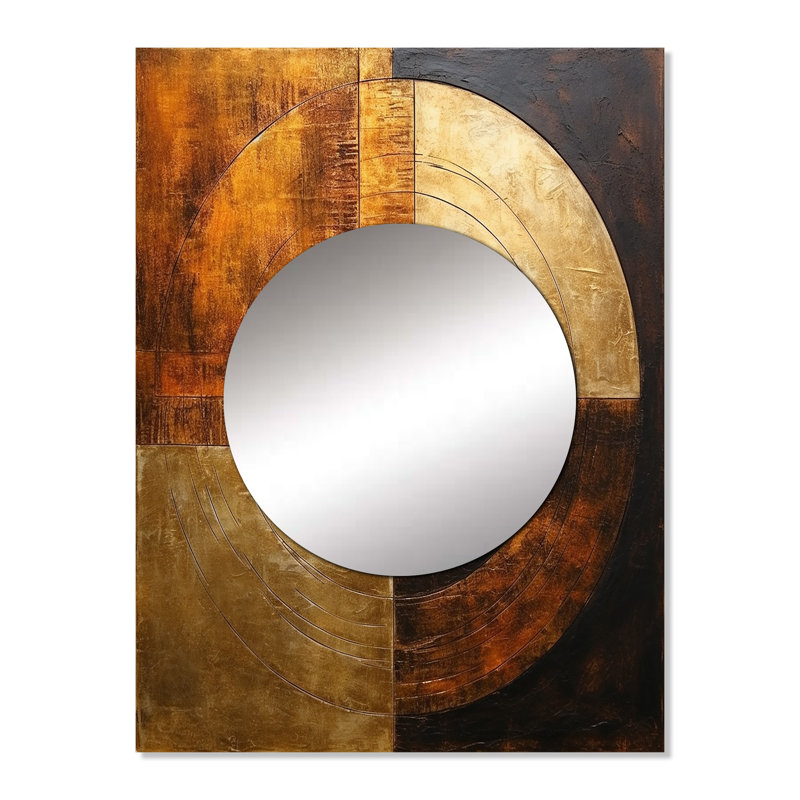Bronze Brilliance Symetry - Abstract Shapes Mirror Wall Decor MTMIR105890, 32" x 24"