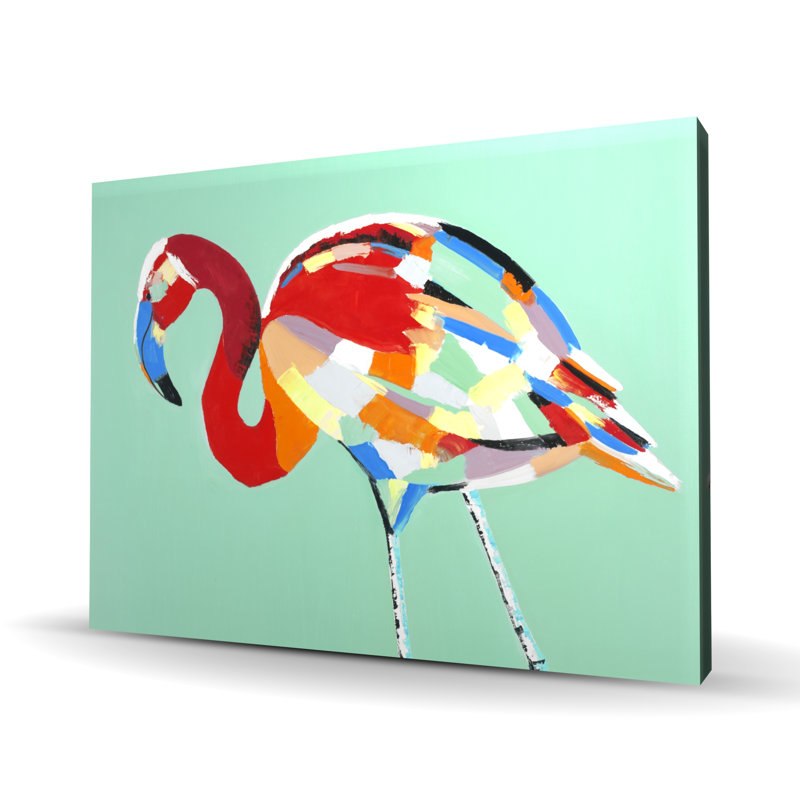 Flamant rose multicolore - Toile rétro pour décoration intérieure