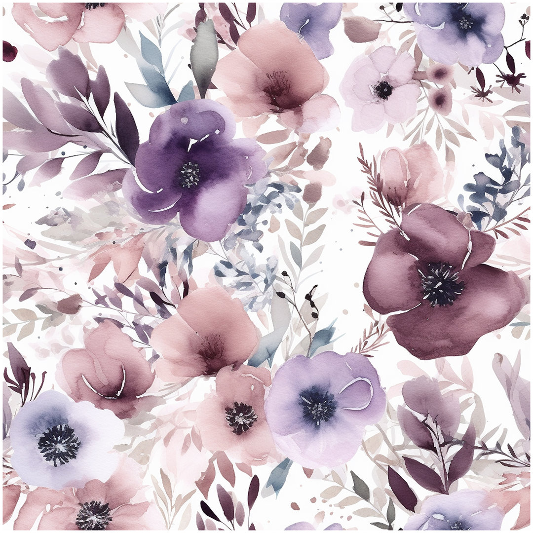 Arragon  19.7' x 17.7" Peel and Stick Wallpaper Purple Floral Roll Red Barrel Studio®