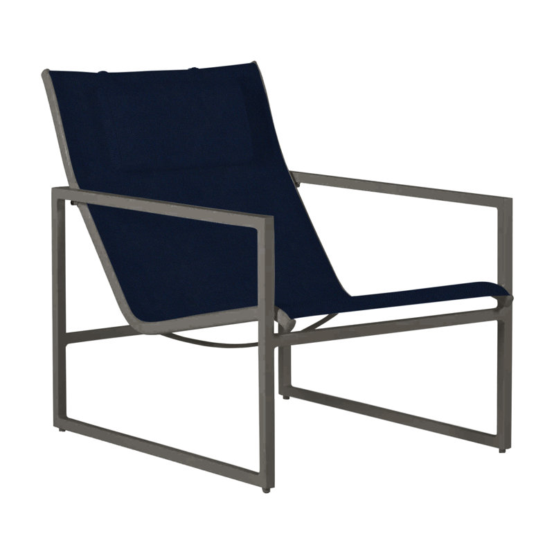 Serenata Sling Easy Lounge Chair, Gray/Gray Sling, No Welt, Indigo Velvet