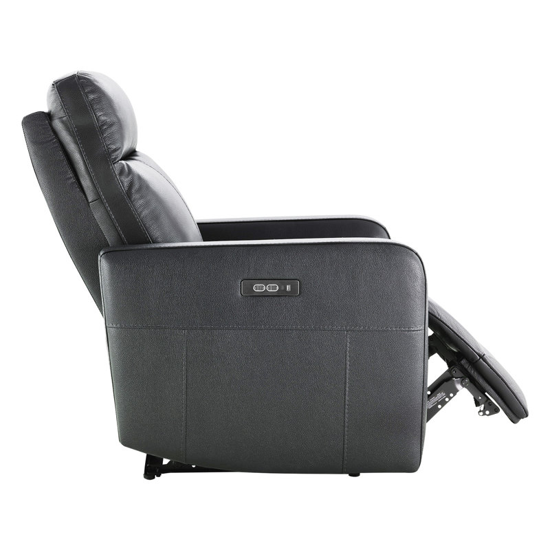 Bex Ouzo Will Genuine Leather Zero Gravity Power Recliner With USB Port(Set of 2), Blue Top Grain Leather/Genuine Leather