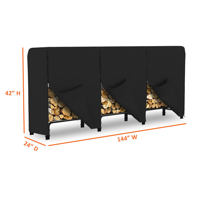 High Density Waterproof Outdoor Firewood Cover, All Weather Protection UV Resistant Wood Rack Cover, 42" H x 144" W x 24" D
