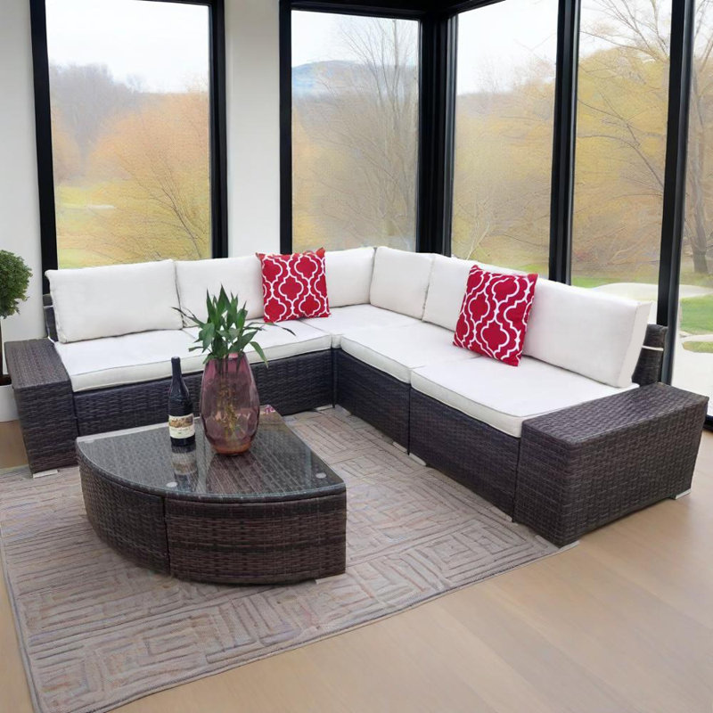 6 Pieces Patio Sofa Seating Group with Cushions