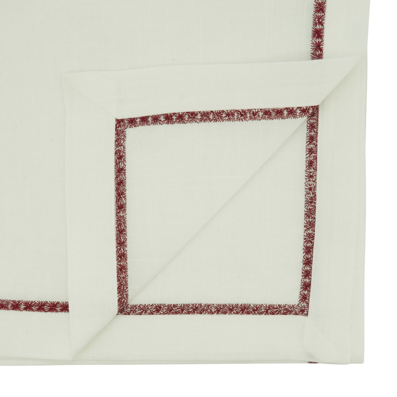Burgundy Embroidered Border Polyester Table Runner, 16" x 120"