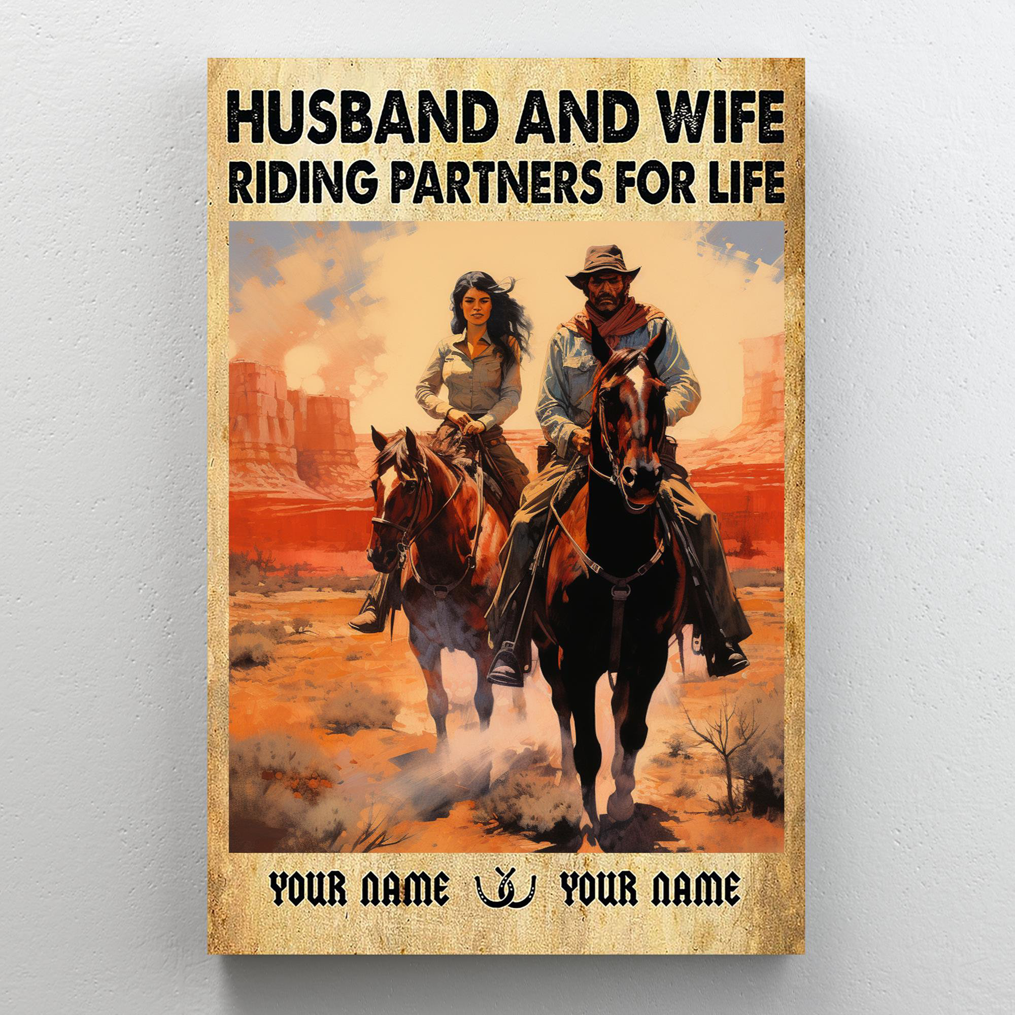 Husband And Wife Riding Partners - 1 Piece Rectang 