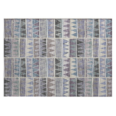 Machine Washable Indoor/Outdoor Husby ACN2205 Geometric Rug