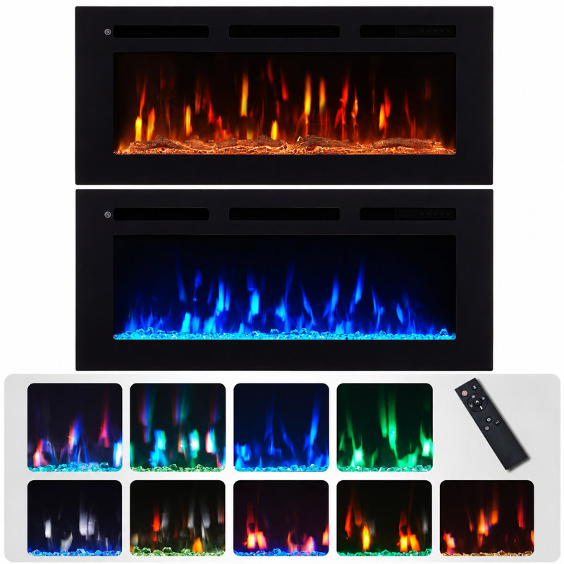 FLAMEKO Albury 3-in-1 Electric Fireplace with Freestanding Mantel Surround, LED Flame Effect, 1.5kW Heater, Logs & Crystals