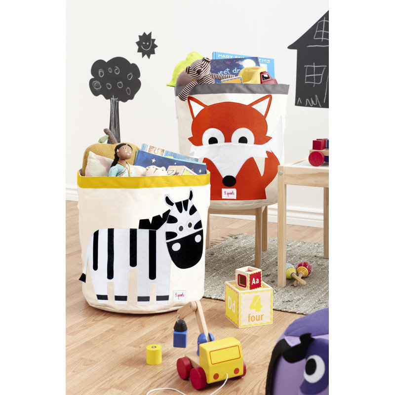 3 Sprouts - Canvas Storage Bin - Laundry and Toy Basket for Baby and Kids - Zebra