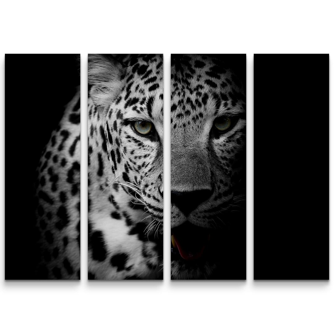 4-tlg. Leinwandbilder-Set Portrait eines Leoparden