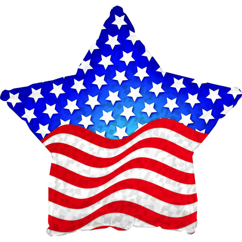 Drapeau patriotique en forme d'étoile Mylar-Foil Balloon Pkg / 10