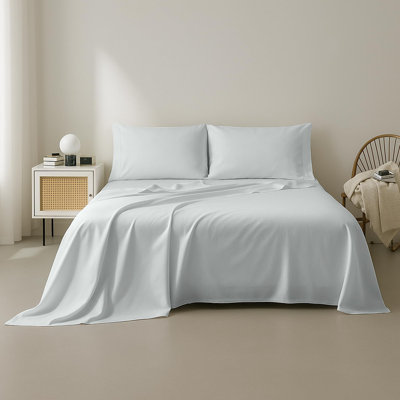 New Season - Ensemble de draps en coton - Draps 100% coton à densité de tissage 400 fils avec draps profonds en coton doux (très grand, gris clair)