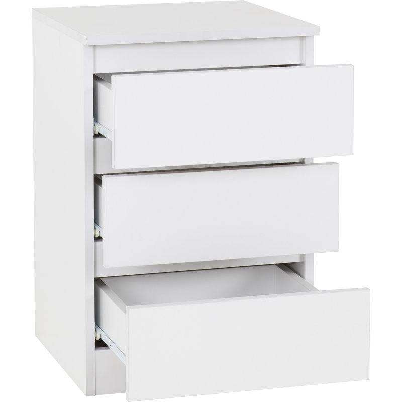 Braunstein 3 Drawer Bedside Table, White