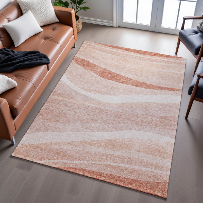 Premium Machine Washable Wayne AMF1099 Swirls Rug, Rectangle 10 pi x 14 pi