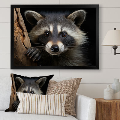 Curious Raccoon III - Art mural de raton laveur pour le salon