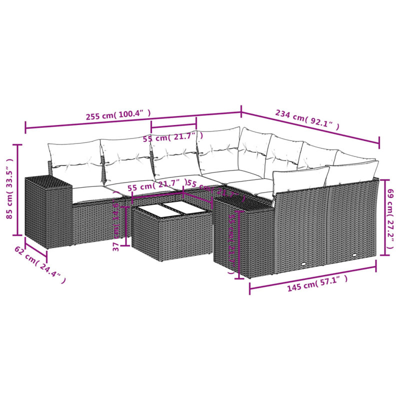 Vidaxl Garden Sofa Set Grey, Dark Grey