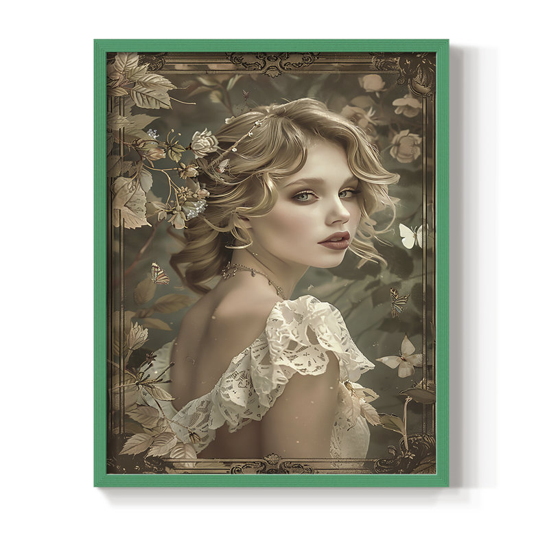 WOMEN Series CECL III - reproduction encadrée de qualité supérieure - prête à être accrochée - aucun clou requis, Vert