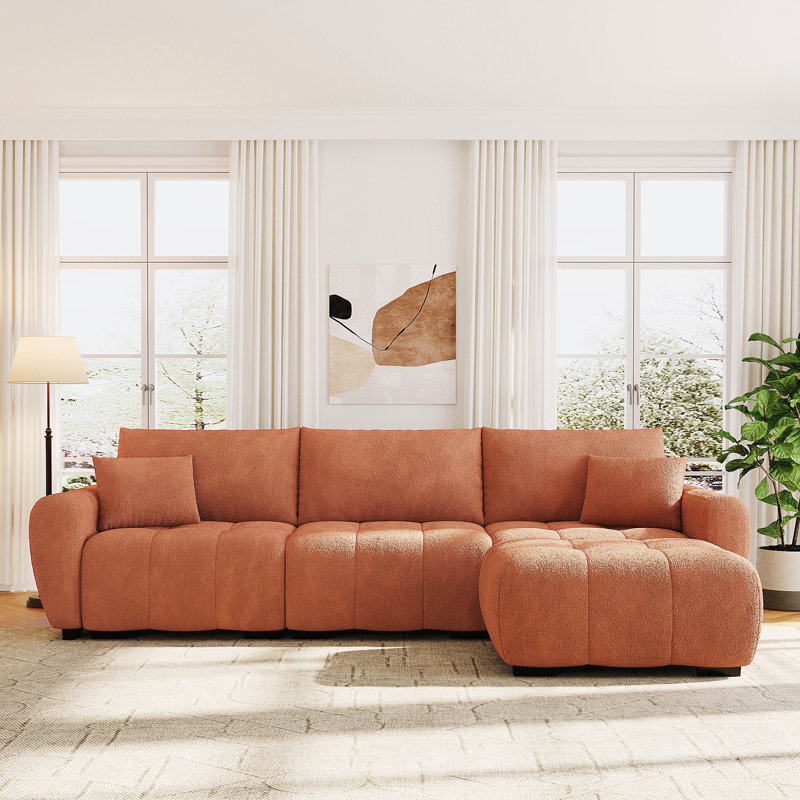 110" Modular Sectional Sofa, Movable Ottoman