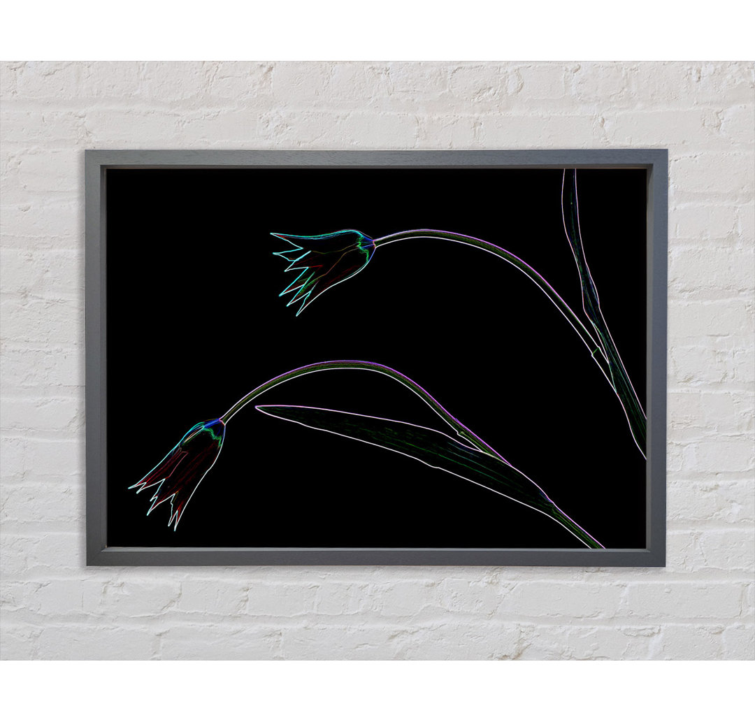 Gerahmtes Leinwandbild Abstract Neon Floral 27