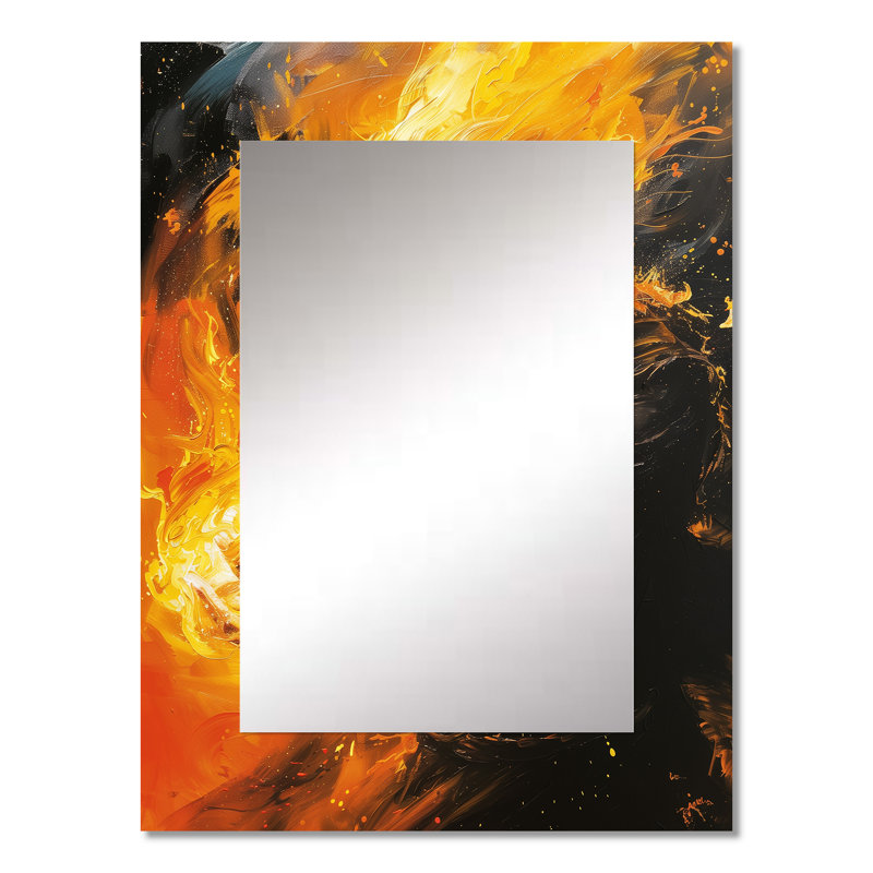 Grand miroir mural jaune - Giants, miroir décoratif jaune, impression sur métal, 32 po x 24 po
