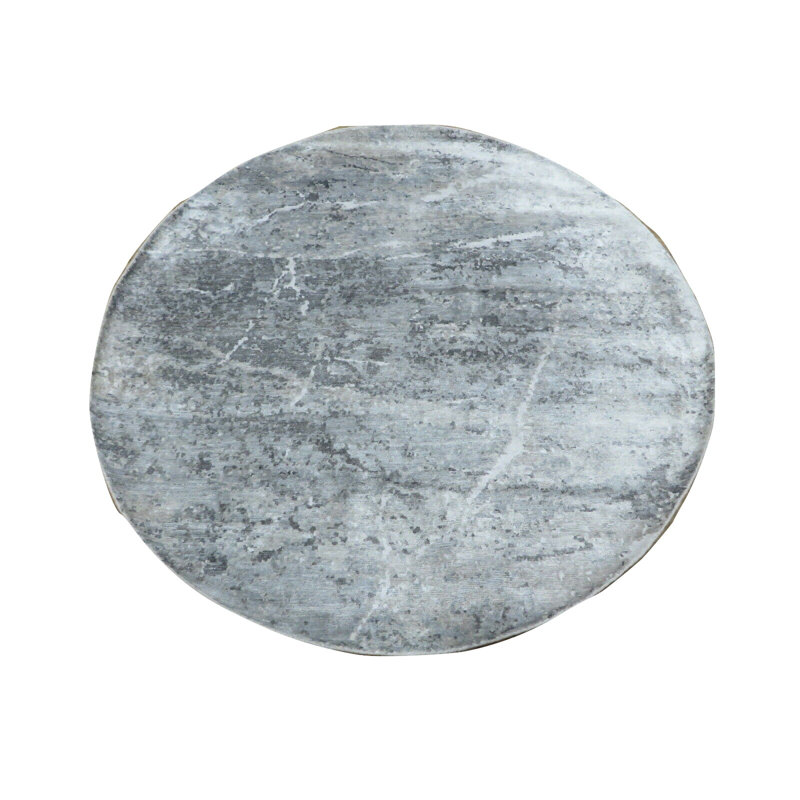 Tapis rond gris noué à la main de conception unique 6 pi Liliath