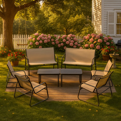 Ensemble de mobilier de patio 8 pièces, ensemble de conversation PVC-coated polyester avec 4 chaises, 2 causeuses et 2 tables basses - léger, résistant à l'eau et aux rayons UV pour la piscine, le jardin, le balcon et la cour