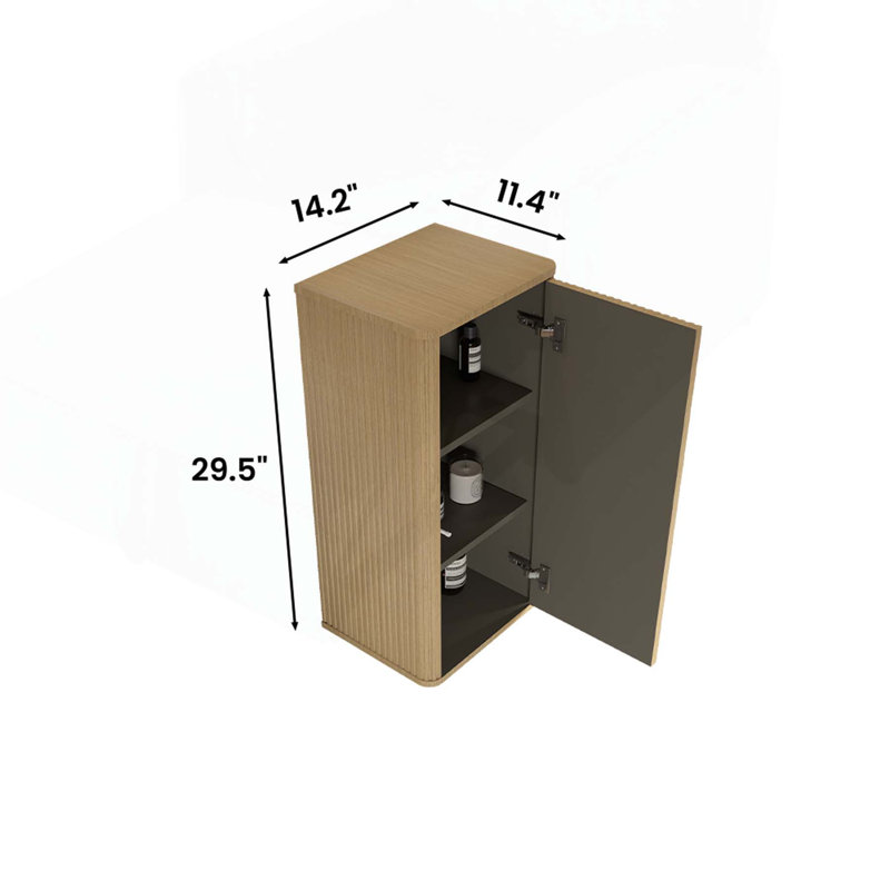 Charmante armoire de salle de bain murale avec design courbé et fonctionnalité de rangement, Chêne