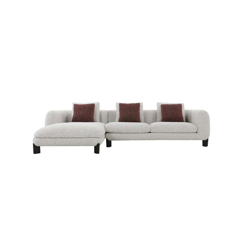 Canapé modulaire en tweed brun et beige Mardi avec 3 coussins Mardi