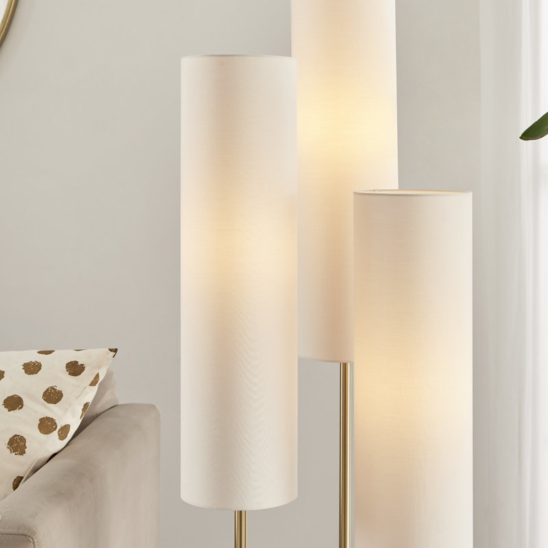 Analyssia Triple Light Floor Lamp - Fabric & Metal Statement Lighting, Elegant Modern Design