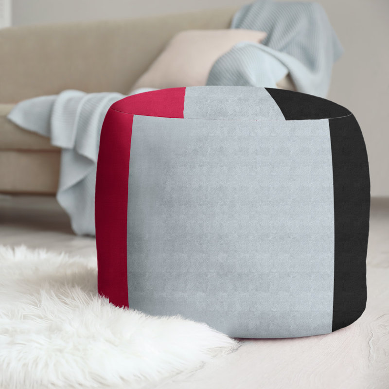 Repose-pieds repose-pieds rond 20,5" Houston, Rouge / argent / noir