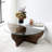 Modern Coffee Table, Walnut Color, 36.2 x 13.8 x 36.2 inches | 100% Tempered Glass Top & 100% Metal Frame | Stylish and Durable Design for Living Room, Contemporary Aesthetic, Easy to Clean and Maintain-1016653703