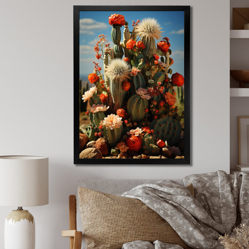 «Boeschen Desert Cacti Garden II», reproduction sur toile, Cadre simple noir, H 40 po x l 30 po x P 1,5 po