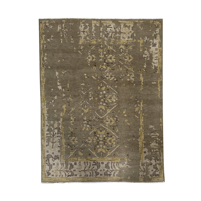 Tapis beige / beige de haute qualité noué à la main
