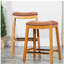 Tabouret 30 ", finition naturelle, siège en cuir-1512813010-1512813011