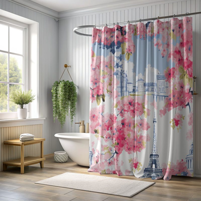 Rideau de douche standard 1 pièce Parisian, H 74 po x l 71 po