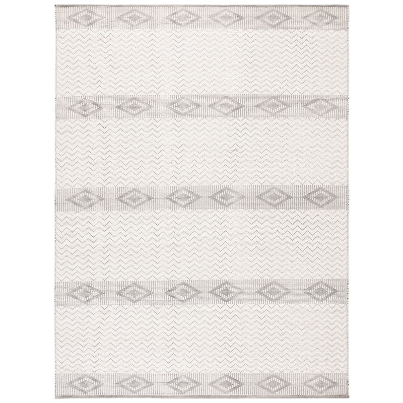 Janequa Hand Woven Wool Geometric Rug, Rectangle 8' x 10'