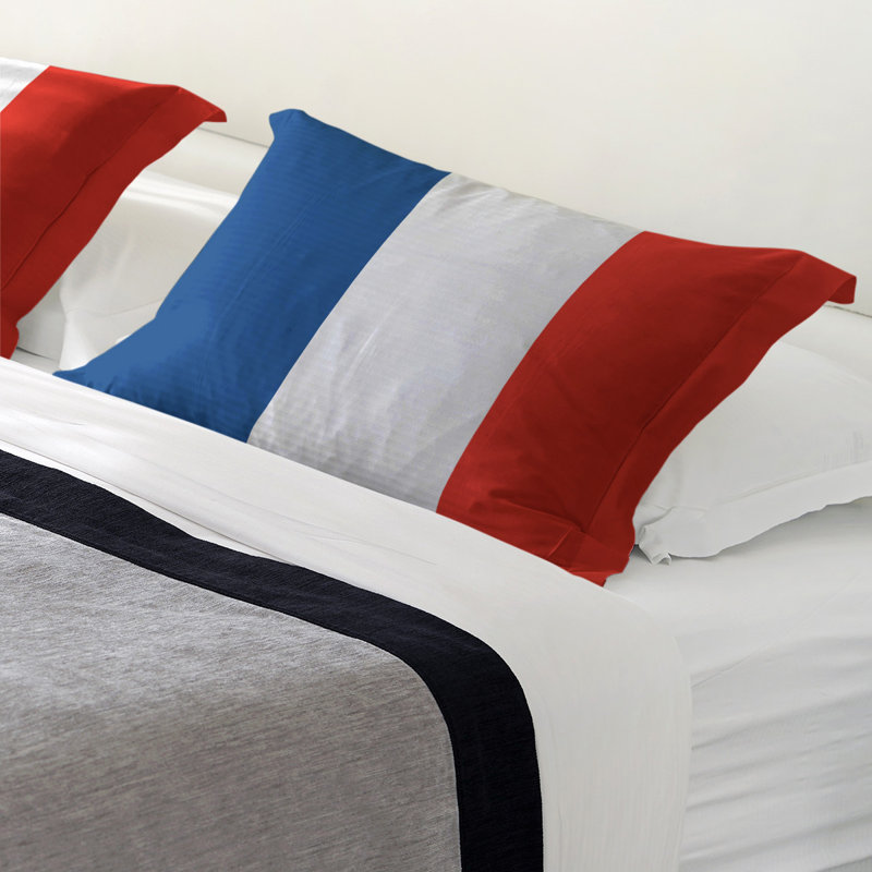 Striped Sham Set, Standard, Microfiber, Blue/White/Red