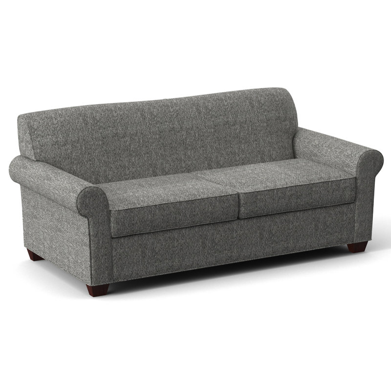 Finn 75" Rolled Arm Sofa Bed, Empire Mahogany, Connelly Dove, Innerspring