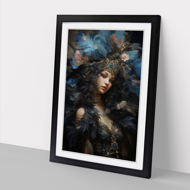 Feather Baroque Art - Framed Print, Black Framed, 46cm H x 34cm W