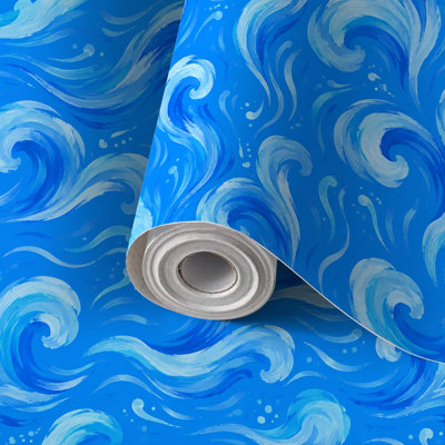 Papier peint adhésif pour papier peint auto-adhésif abstrait bleu feutre bleu sarcelle clair et amovible 24 po x 118 po (60 x 300 cm)