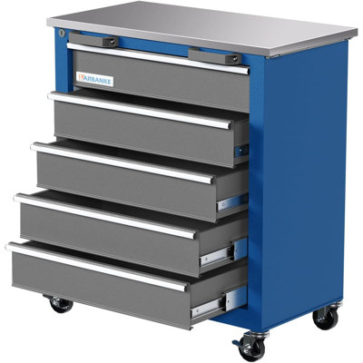 5-Drawer Rolling Tool Chest with Stainless Steel Top and Locking System