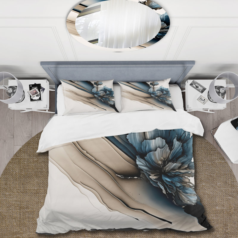 Ensemble de housse de couette en microfibre / polyester hyperréaliste pivoine II