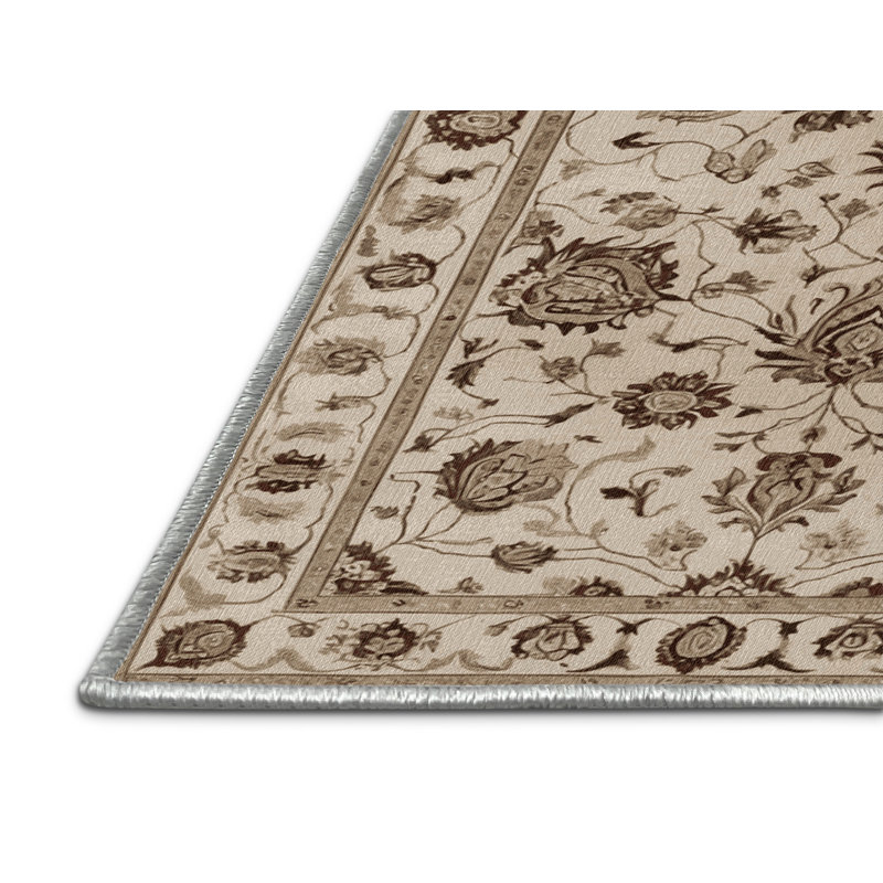 Machine Washable Persian Beige Area Rug, Rectangle 8' x 12'