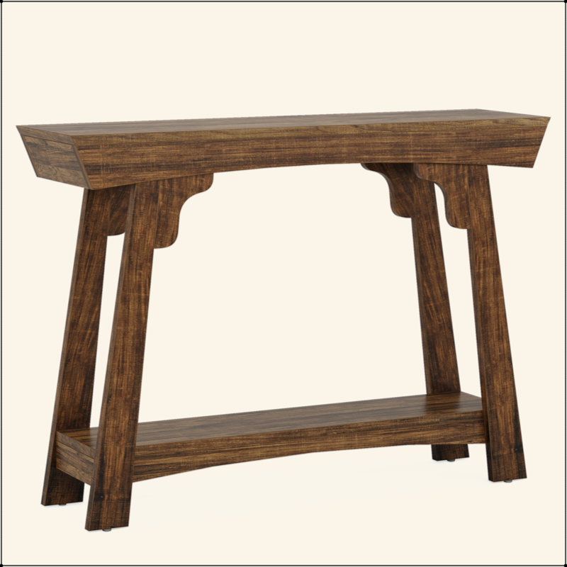 Console en bois derrière le canapé, petite table d'entrée à 2 niveaux avec rangement, canapé-lit Farmhouse étroit pour le couloir, le salon
