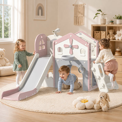 10 In 1 Toddler Slide, Indoor & Outdoor Kids Playground, Kids Slide Climber Playset  For 1-3 Years