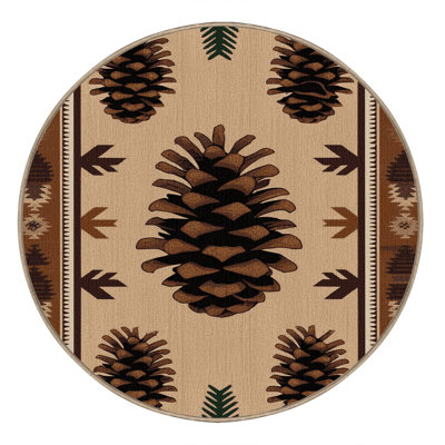 Washable Pinecone Southwestern Area Rug