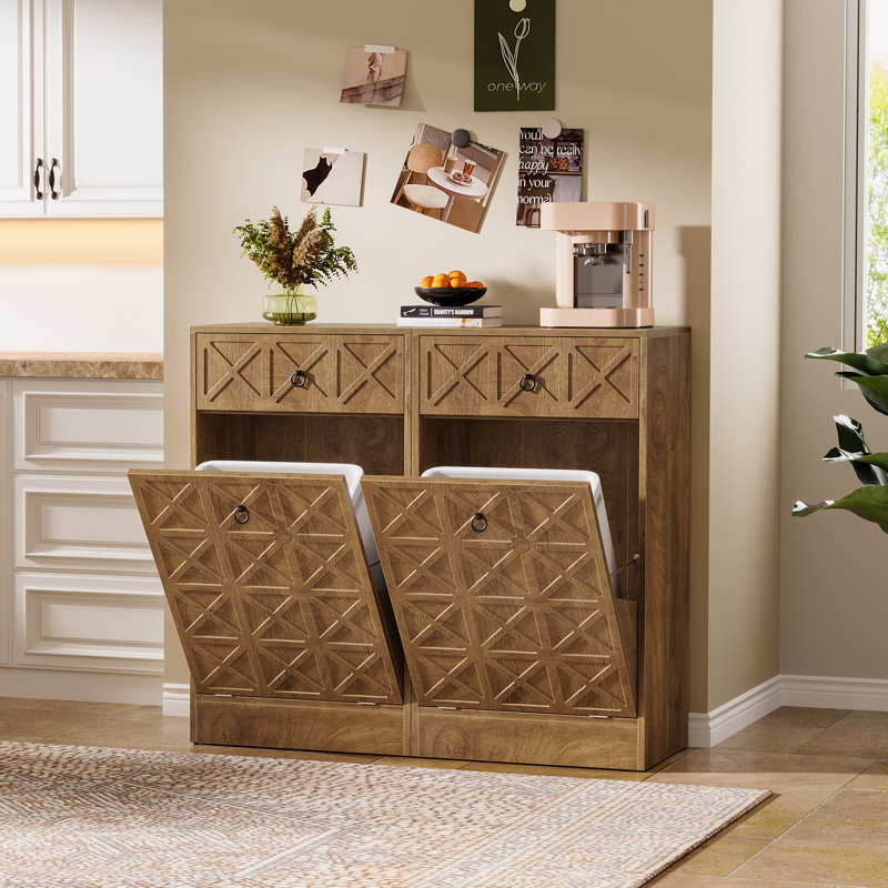 Poubelle inclinable en bois 13 gallons